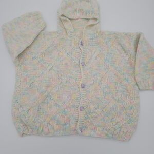 Handmade Toddler Easter/Spring Cardigan  Pastel Colors w/Duck/Elephant Buttons.